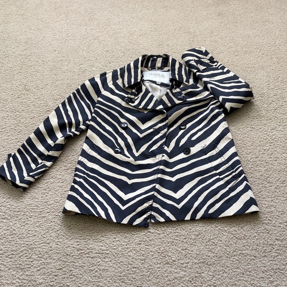 Coach Women’s Zebra Striped Pea Coat